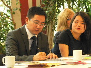 Chen Yu and Ding Peng at the Capacity Building Workshop for Chinese Twinning Participants in Berlin